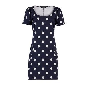 NWT New York & Company Womens Shift Navy White Polka Dot Dress size XS Pockets